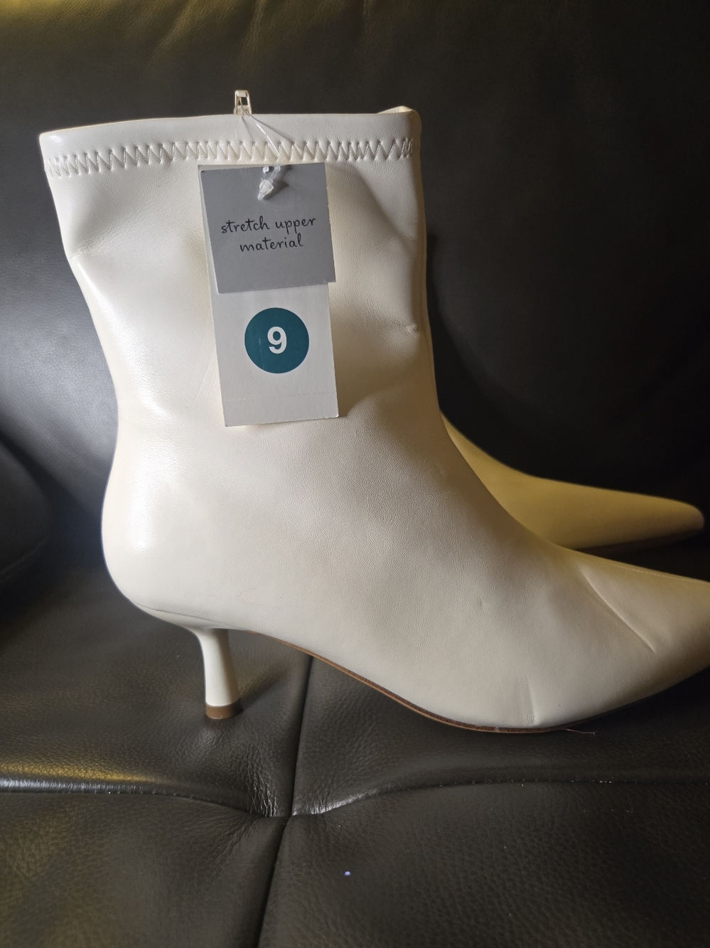 a new day White Pointed Toe Stretch Ankle Boots